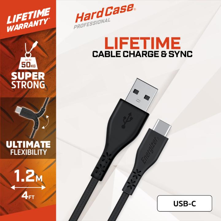 Produktbild Energizer Lifetime Warranty - USB-A/USB-C Kabel - 1.2m (1.20 m, USB 3.2 Gen 2)