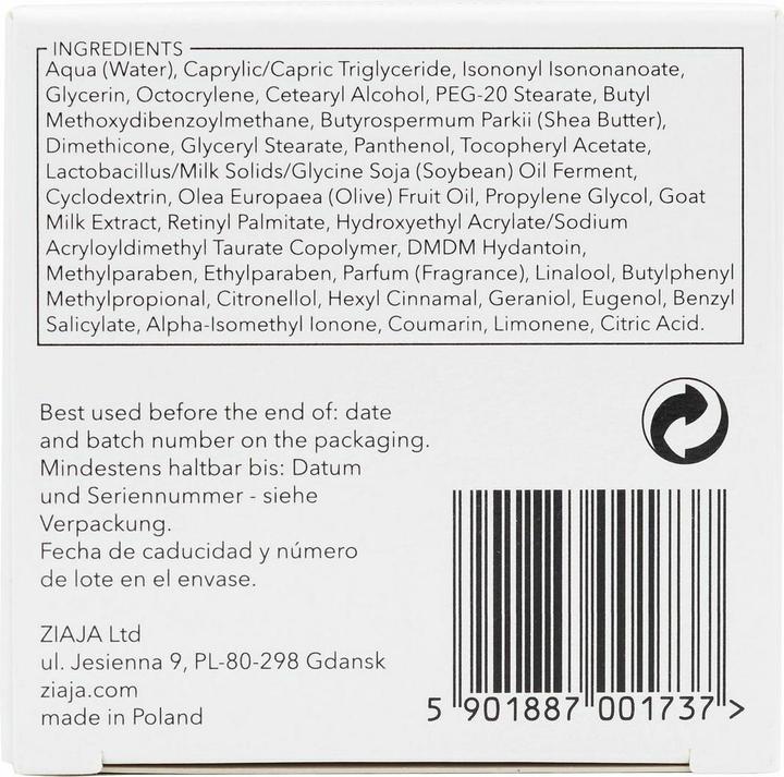 Nutritional values and ingredients Ziaja Goat's Milk Day Cream 50ml (50 ml, Day cream)