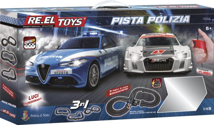 Re.Eltoys POLIZIA TRACK electric: 3m track length - 1:43 Scale cars with lights and turbo function