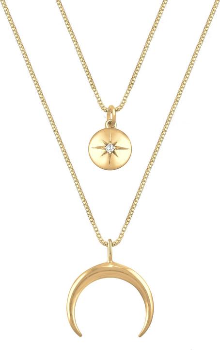 Immagine prodotto Elli Collana Strato Mezzaluna Stella Piastra Zirconia Argento 925 (Argento 925, Zirconia, 45 cm)