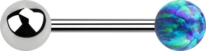 Produktbild Star Piercing Barbell silber mit Kugel und Kugel Opal blau (ohne Messing, Chirurgenstahl 316L)