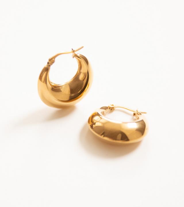 Immagine prodotto Tara Style Bottega Hoop - Orecchini a cerchio (impermeabili) (Acciaio inossidabile placcato oro 18k, 100% impermeabile)