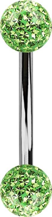 Produktbild Star Piercing Banane silber mit zwei Kristallkugeln hellgrün Epoxy Schutzschicht (ohne Messing, Titan G23)
