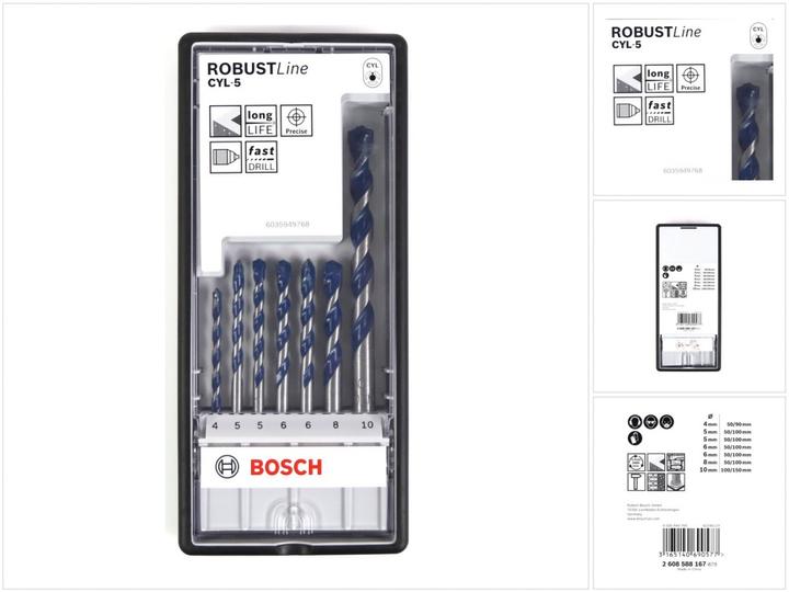 Image du produit Bosch Professional Zubehör Carbure de tungstène Foret hélicoïdal pour béton (4, 5, 6, 8, 10 mm)