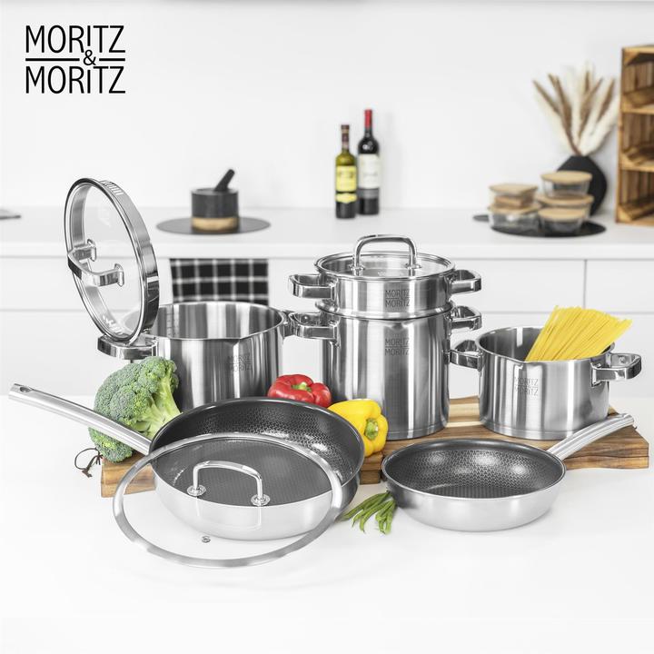 Image du produit Moritz & Moritz Poêle en acier inoxydable à structure alvéolaire 24cm avec revêtement céramique de dernière (Ensemble de casseroles et de poêles de cuisson, Acier inoxydable)