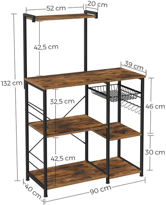 Image du produit Vasagle Küchenregal (90 x 40 x 132 cm)