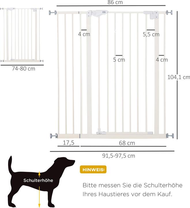 Produktbild PawHut Türschutzgitter mit Doppelverriegelung (74 cm)