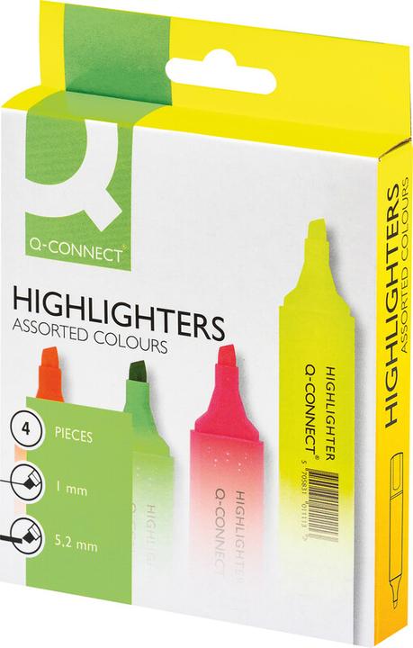 Produktbild Q-Connect Textmarker Economy (Mehrfarbig, 1 mm, 4 x)