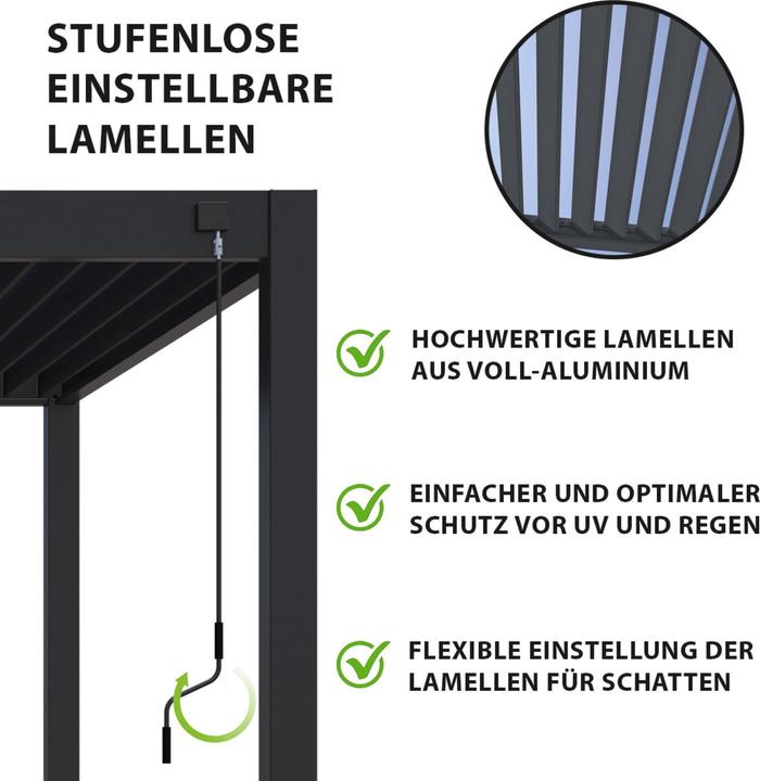 Image du produit Weide Pergola Deluxe Plus 3.6x7.2m avec toit à lamelles Anthracite (360 cm, 720 cm)