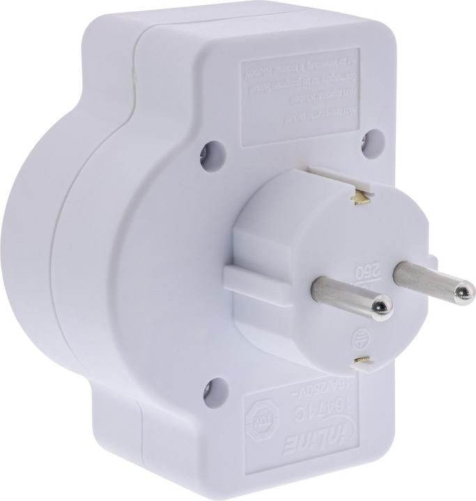 Produktbild InLine Steckdosenadapter mit Schalter, Schutzkontakt Stecker an 2x Eurobuchse + 1x Schutzkontaktbuc (CEE 7/3, 3 x)