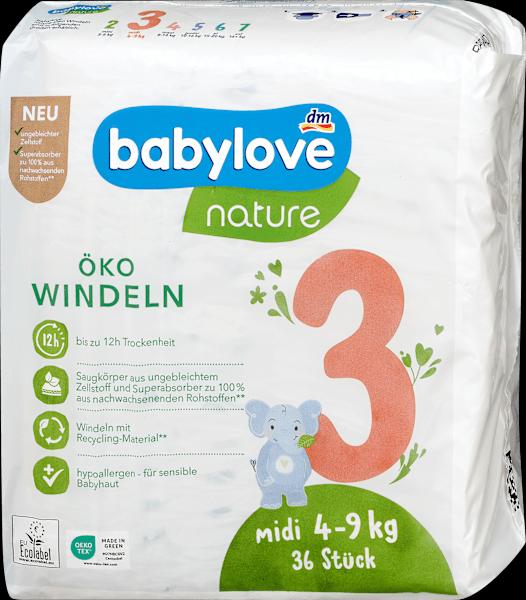 Produktbild dm babylove nature Windeln (Gr. 3, Tragepack, 36 Stück)