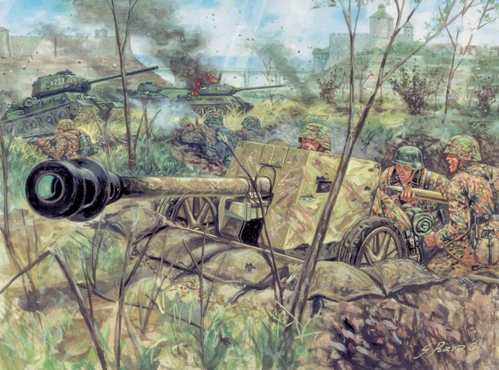 Actual product image Italeri 2nd WW German PAK40 AT gun w/servant
