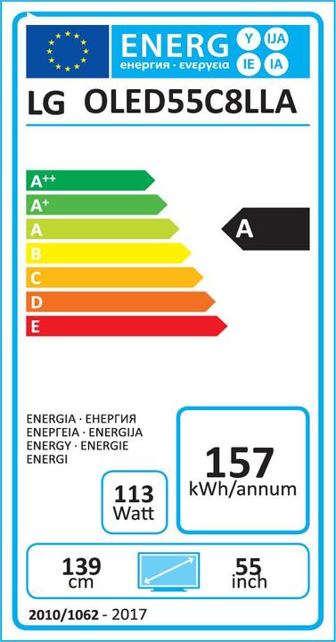Etichetta energetica LG OLED55C8LLA (55", OLED, 4K, 2018)