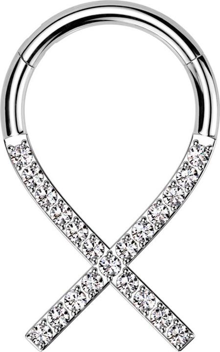 Produktbild Star Piercing Micro Segmentring klappbar silber Krebsband Kristalle silber (ohne Messing, Titan G23)