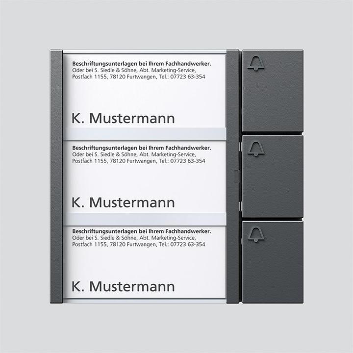 Actual product image Siedle S. & Soehne push-button module TM 612-3 DG dark grey mica triple