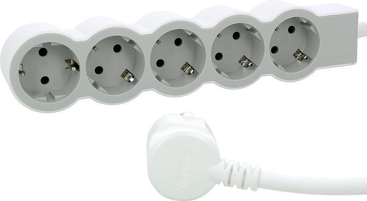 Image du produit Legrand Multiprise plate 5x prise, 1,5 mètre de câble blanc-gris 694555 (5 x, CEE, CEE 7/3, 1.50 m)