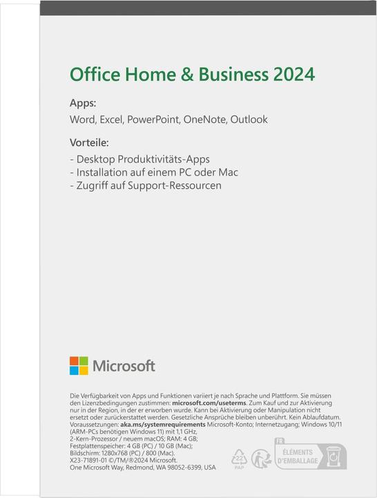 Energie-Label Microsoft Office Home & Business 2024 (DE) (1 User, unbegrenzt)