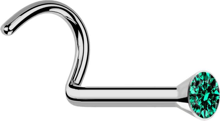 Produktbild Star Piercing Nasenstecker gebogen silber mit Kristall türkis (Titan G23, ohne Messing)