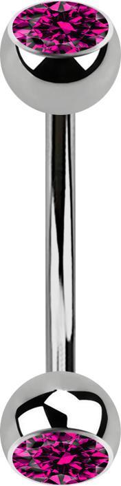 Star Piercing Micro Banane silber mit zwei Kugeln Kristall fuchsia (ohne Messing, Titan G23)