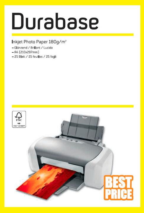 Durabase Inkjet Photo Paper (180 g/m², A4, 25 x)
