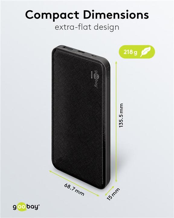 Image du produit Goobay Banque d'alimentation Slimline 10 000 mAh (10000 mAh, 37 Wh)