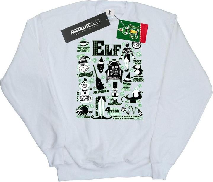 Actual product image Elf Womens/Ladies Infographic Poster Sweatshirt (M)