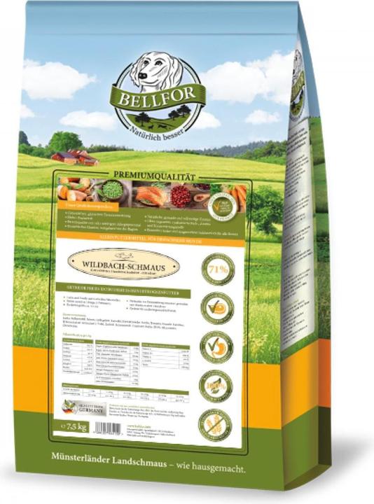 Immagine prodotto Bellfor Cibo secco Wildbach-Schmaus Salmone selvatico e trota fario, 7,5 kg (Adulto, 1 pz., 7500 g)