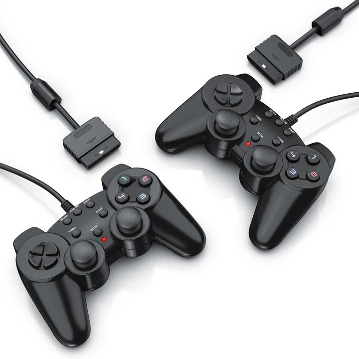Actual product image CSL 2x PlayStation controller, PS2 gamepad with dual vibration (rumble effect), precision & comfort (PS2)