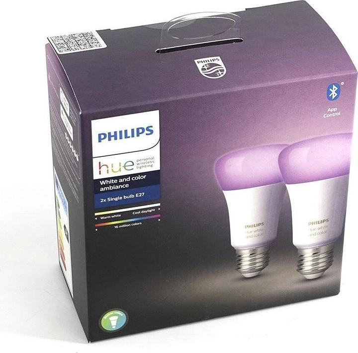 Immagine prodotto Philips Hue White & Color Ambiance BT (E27, 9.50 W, 806 lm, 2 x, F)