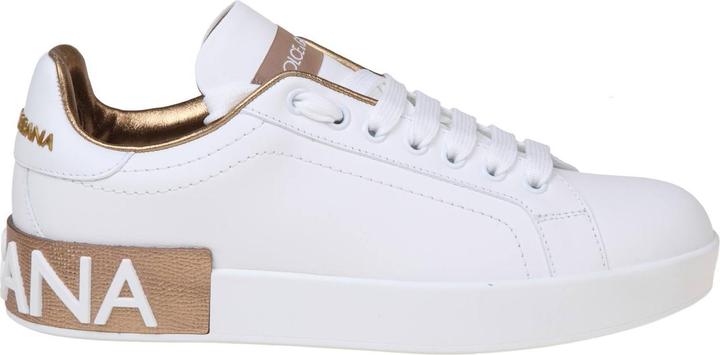 Produktbild Dolce & Gabbana portofino sneakers in white and gold leather (41)