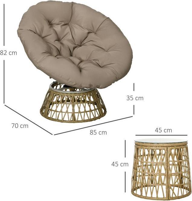 Immagine prodotto Swisshandel24 Gartenmöbel-Set 3-tlg., Bistro-Set inkl. Couchtisch, 2 Stühle, Gartensitzgruppe mit Kissen, Gartenga (45 cm)