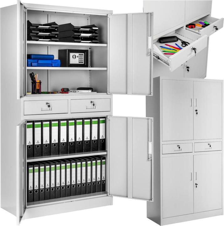 tectake Filing cabinet with 2 drawers (90 x 40 x 180 cm)