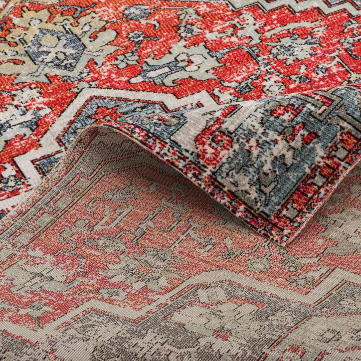 Produktbild Pergamon Kurzflor Designer Teppich Modern Vintage Orient Muster (140 x 200 cm)