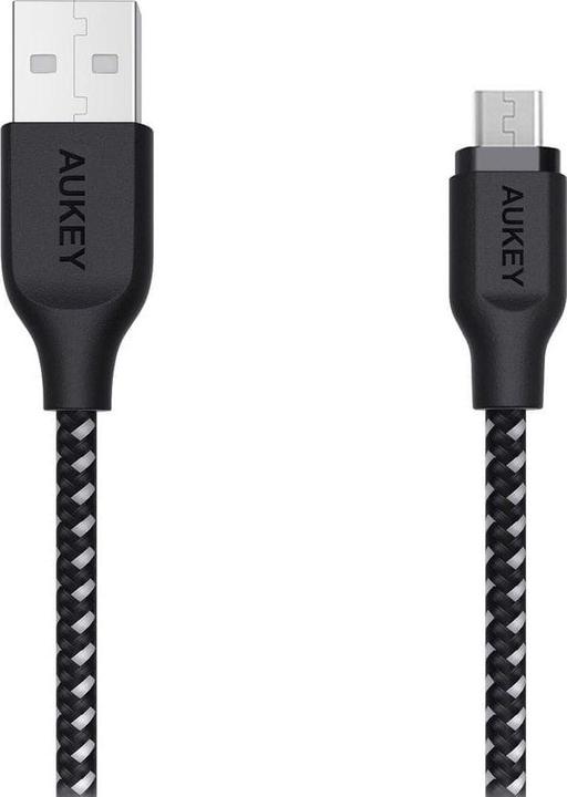 Produktbild Aukey CB-AM2 USB 2.0 Micro USB Geflochtenes Kabel 2m Black/White (2 m, USB 2.0)