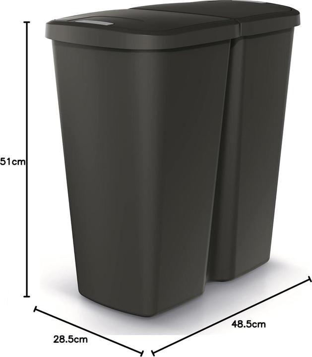 Produktbild Hrb Mülleimer mit 2 Fächern (2x 25L) für Mülltrennung (50 l)