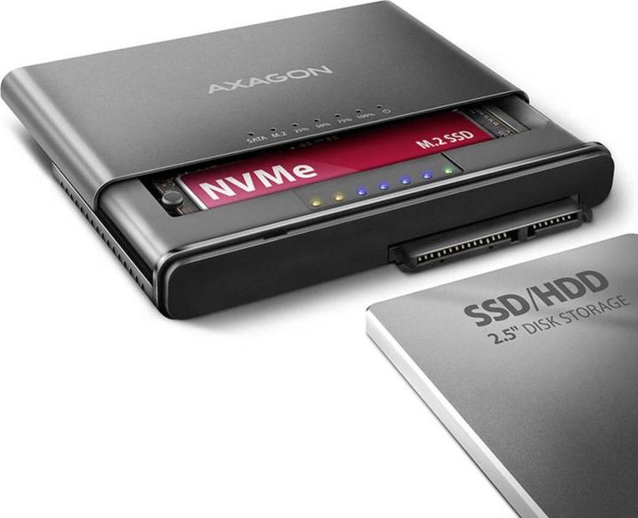 Produktbild Axagon ADSA-CC USB-C - NVMe M.2 SSD & SATA 2.5"/3.5" SSD/HDD CLONE MASTER (M.2 2242, M.2 2260)