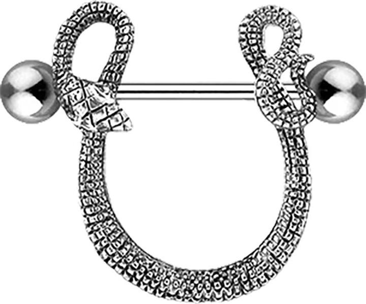 Produktbild Star Piercing Barbell silber mit zwei Kugeln Schlange (Chirurgenstahl 316L)