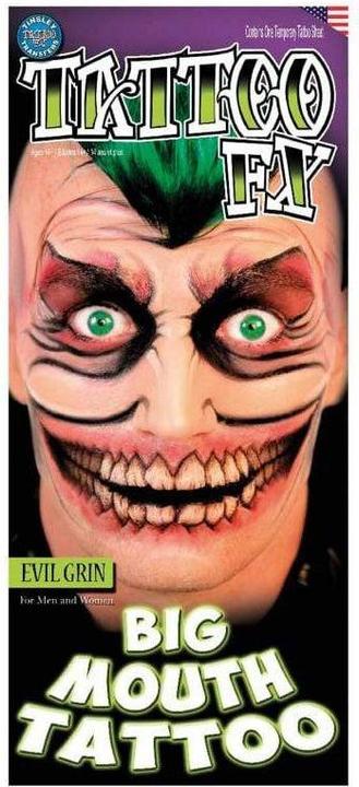 Actual product image Chaks Adhesive tattoo giant laughing mouth, vicious man
