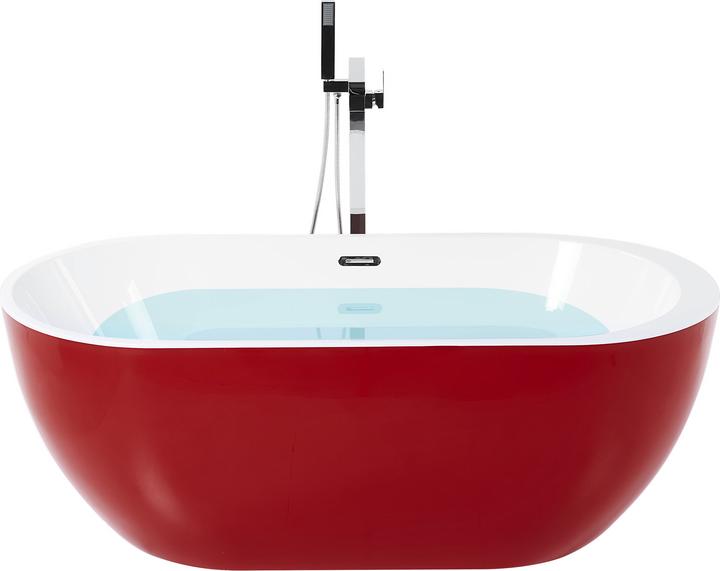 Beliani Baignoire sur pied rouge ovale 150 x 75 cm NEVIS (176 l, 75 cm)