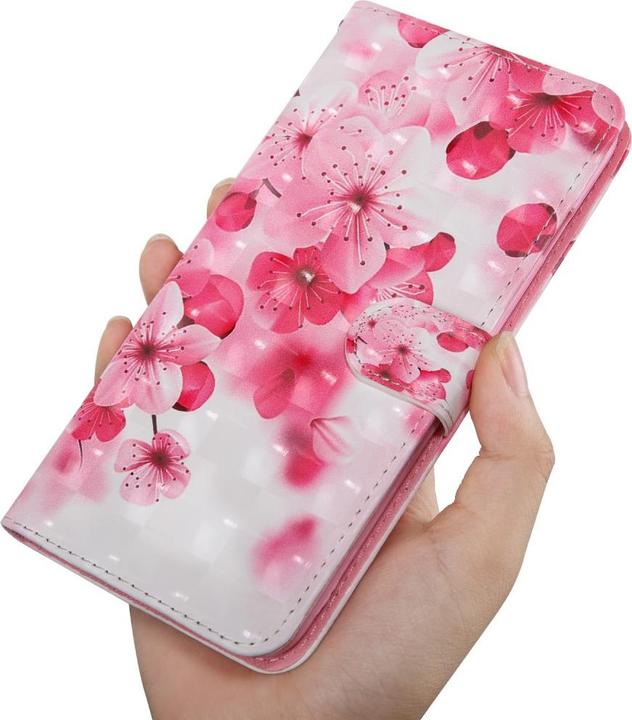 Actual product image Cover-Discount iPhone SE / 8 / 7- leather case pink flower glitter effect (Apple iPhone 7, Apple iPhone 8)