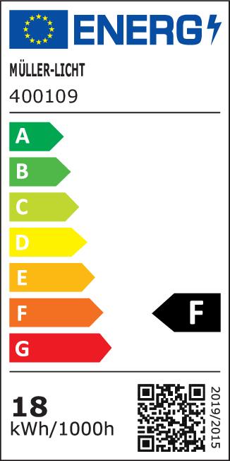 Label énergétique Müller Licht Tube LED G13 1700lm 18 watts blanc neutre (G13, 18 W, 1700 lm, 1 x, F)