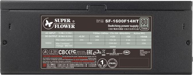 Produktbild Super Flower LEADEX TITANIUM 1600W 80 PLUS Titanium Netzteil – 1.600 Watt, schwarz (1.60 W)
