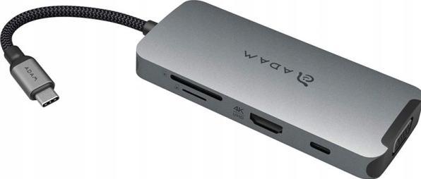 Produktbild Adam Elements CASA A08 Multi-Function Hub 8in1, grey (USB-B, 8 Ports)