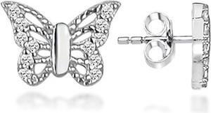 Brilio Silver - Playful silver butterfly earrings LME0761