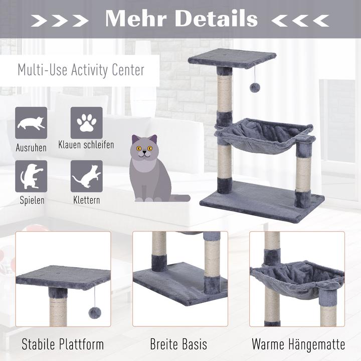Image du produit PawHut Arbre à chat avec colonnes en sisal (70 cm, Gris)