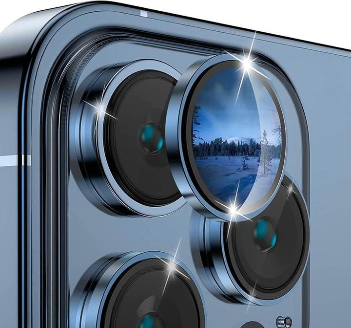Actual product image Enkay iPhone 15 Pro / 15 Pro Max - Camera Lenses Bulletproof Glass blue (3 Piece, Apple iPhone 15 Pro, Apple iPhone 15 Pro Max)