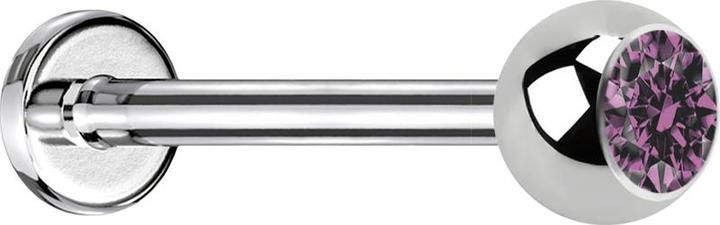 Produktbild Star Piercing Micro Labret silber mit Kugel und Kristall hellviolett (Chirurgenstahl 316L, ohne Messing)