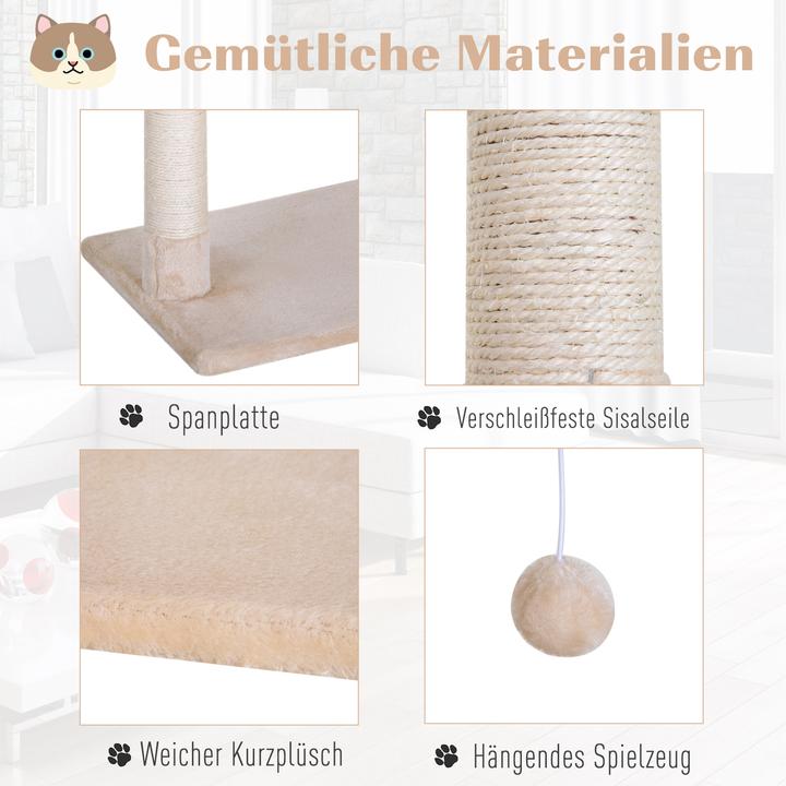 Immagine prodotto PawHut Albero per gatti con colonne in sisal (70 cm, Beige)