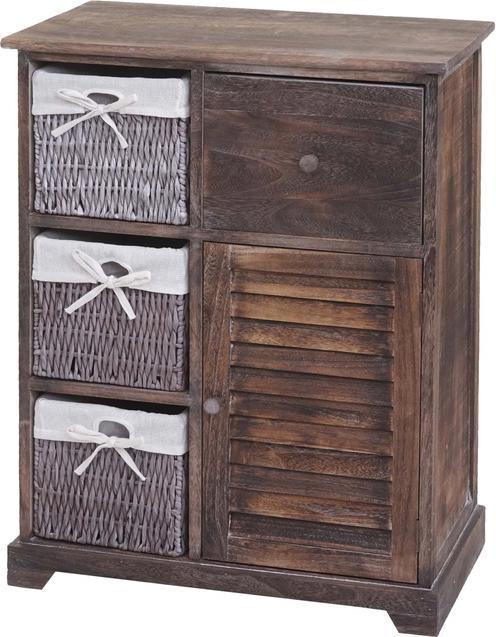 Produktbild Mendler Kommode HWC-H21, Schrank Schubladenkommode, Massiv-Holz Korb-Schublade 80x60x30cm - shabby braun (80 x 60 x 30 cm)