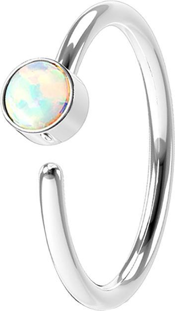 Produktbild Star Piercing Micro Piercing Ring silber mit Opal weiss (Chirurgenstahl 316L, ohne Messing)